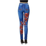 high waisted red butterfly leggings back view