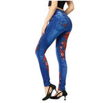high waisted red butterfly leggings side view