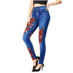 high waisted red butterfly elastic leggings 