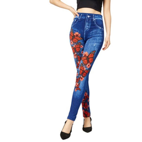 high waisted red butterfly leggings