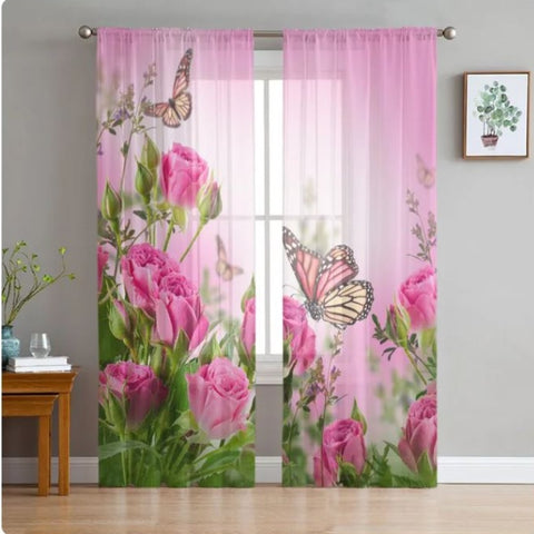 hot pink butterfly curtains