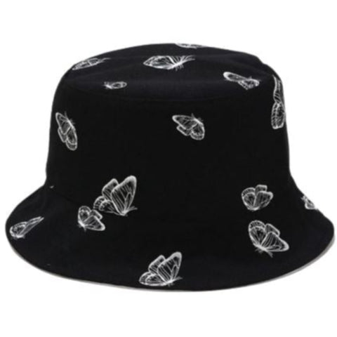 illusion white butterfly bucket hat