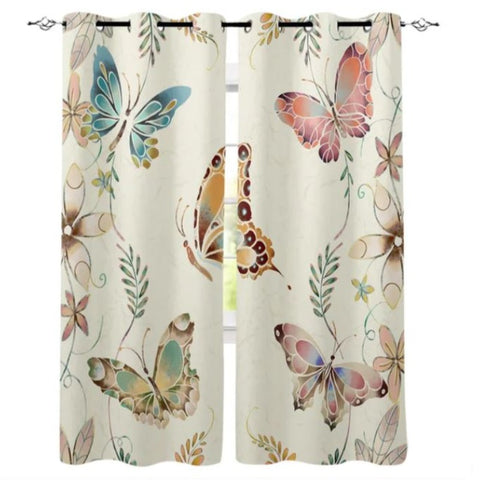 khaki butterfly curtains