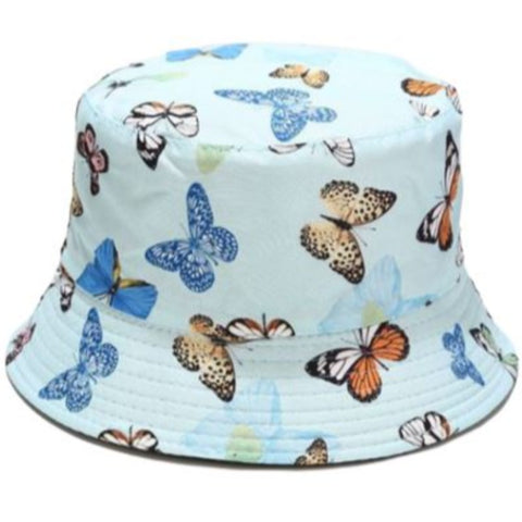 light blue butterfly bucket hat