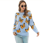 light blue butterfly sweater long sleeves