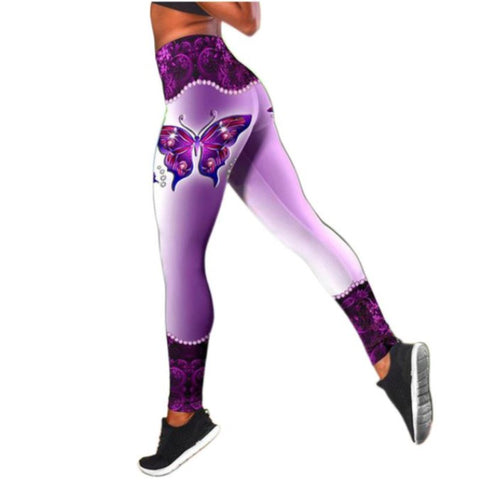 medium purple butterfly leggings