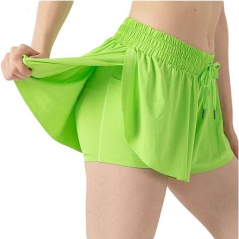 neon yellow butterfly shorts