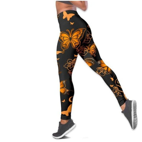 orange butterfly leggings