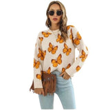 orange butterfly sweater long sleeves