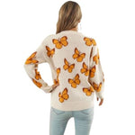 orange butterfly polyester sweater