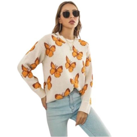 orange butterfly sweater