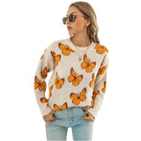 orange butterfly sweater for women