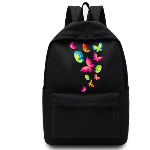 pink and green yellow butterfly backpack