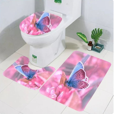 pink butterfly bathroom rug