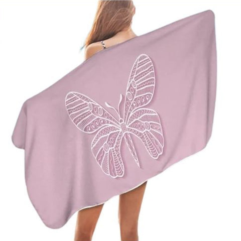 Pink Butterfly Bath Towel