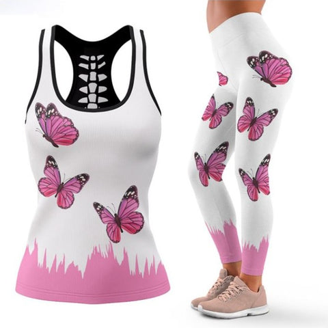 pink butterfly legging set