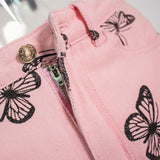 pink butterfly pants with zipper