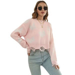 pink butterfly o-neck sweater 