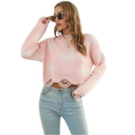 pink butterfly polyester sweater