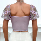Purple Butterfly meshed Corset Top 
