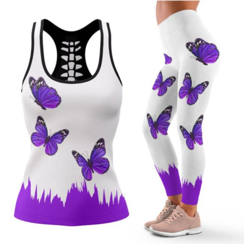 purple butterfly legging set