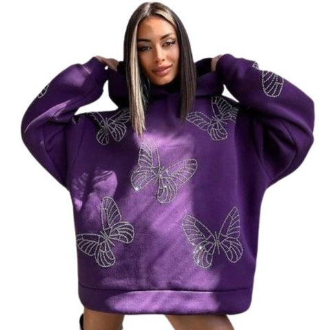 purple butterfly sweater rhinestone