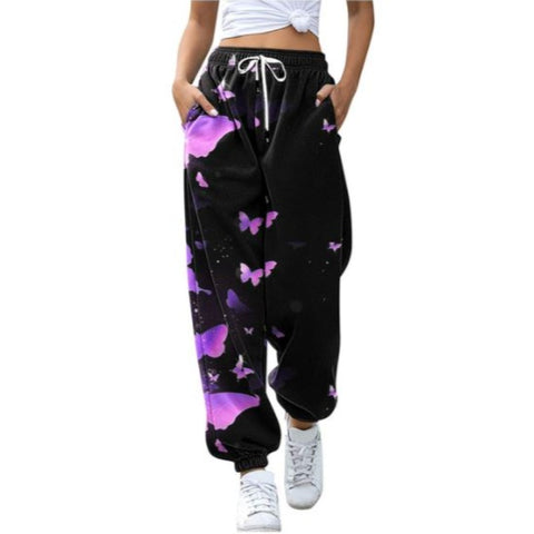 purple butterfly sweatpants