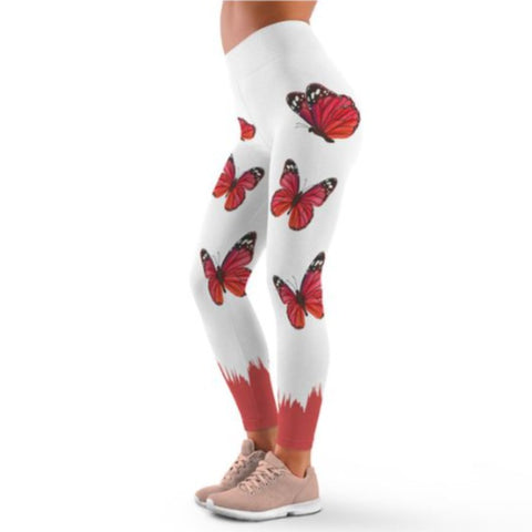 red butterfly leggings
