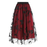 red butterfly mesh skirt