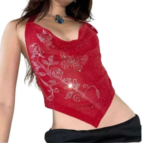 Red aesthetic Butterfly Tank Top