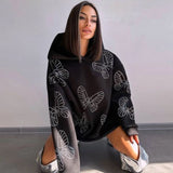 rhinestone butterfly sweater for women