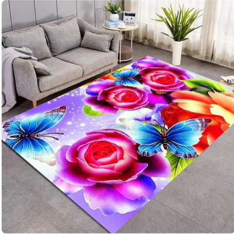romantic rose butterfly rug
