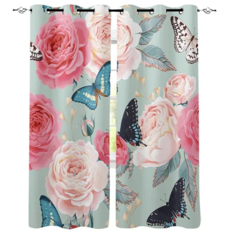 roses and butterfly curtains