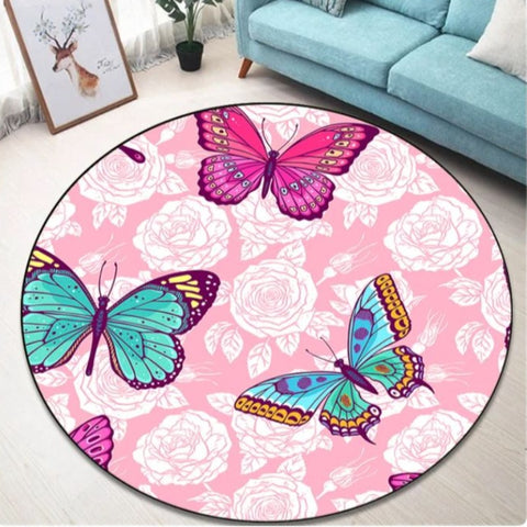 roses and butterfly rug