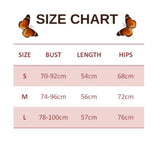 size chart for Butterfly Bodysuit Pink