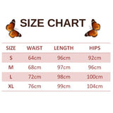 size chart for black and white butterfly baggy jeans