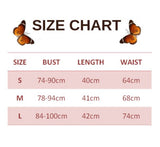 size chart for Pink Butterfly Corset Top