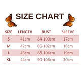 size chart for butterfly wings t shirt design