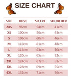 size chart for Blue and White Butterfly Kimono