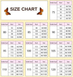 size chart for blue butterfly bra