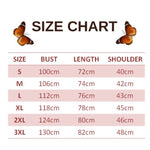 size chart for Black and White Butterfly Cardigan