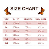 size chart for Black and White Butterfly Cardigan