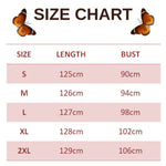 size chart for brown butterfly dress