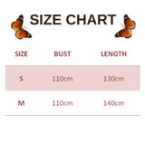 size chart for japan butterfly kimono