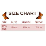 size chart for butterfly lace kimono