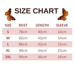 size chart for Blue Butterfly Crop Top Womens
