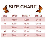 size chart for Blue Butterfly Crop Top Womens