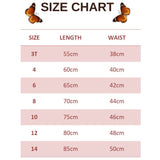 size chart for children butterfly leggings