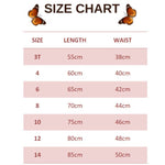 size chart for flower butterfly leggings