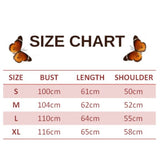 size chart for orange butterfly sweater